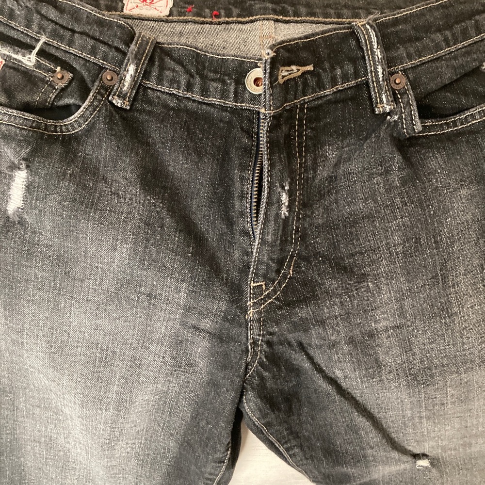 size 10 Long Black distressed low rise jeans